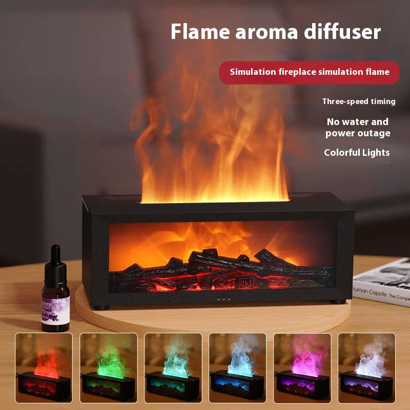 Aroma Essential Oil Fireplace Diffuser with Premium Box Colorful Flame Diffuser Bonfire Fireplace