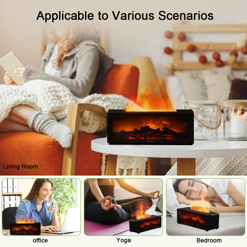 Aroma Essential Oil Fireplace Diffuser with Premium Box Colorful Flame Diffuser Bonfire Fireplace