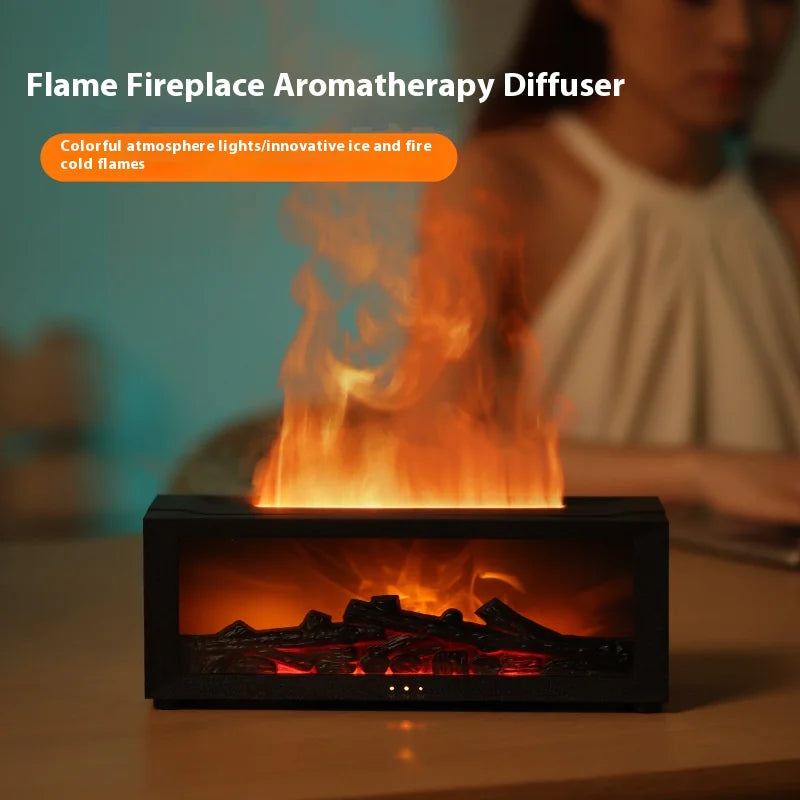 Aroma Essential Oil Fireplace Diffuser with Premium Box Colorful Flame Diffuser Bonfire Fireplace