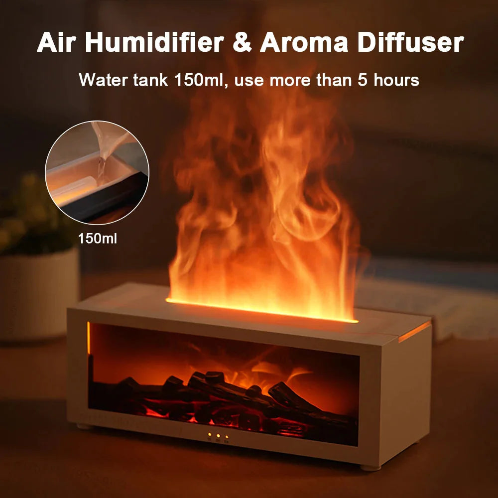 Aroma Essential Oil Fireplace Diffuser with Premium Box Colorful Flame Diffuser Bonfire Fireplace